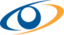Logo of abstractly drawn eye. 